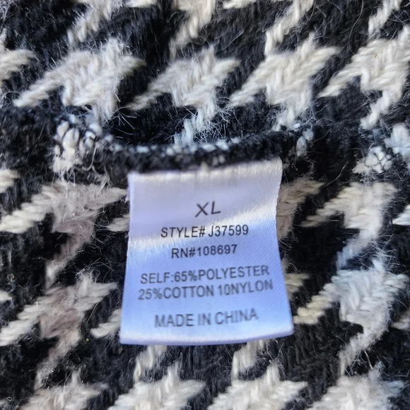 AliceBlue Houndstooth Black Ivory Woven Double-Breasted Blazer Jacket Unlined XL - Picture 10 of 15